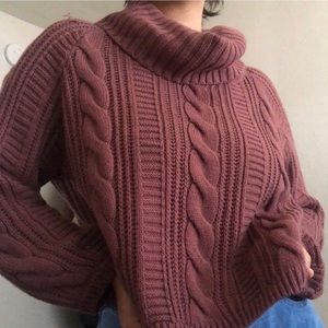cable knit turtleneck sweater